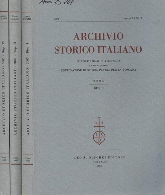 Archivio storico italiano. Fasc.I, II, IV, 2005 - copertina
