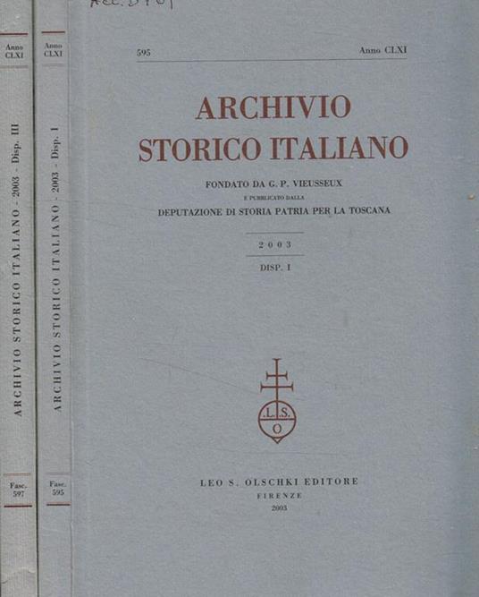 Archivio storico italiano. Fasc.I, III, 2003 - copertina