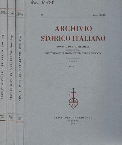 Archivio storico italiano. Fasc.II, III, IV, 2000 - copertina