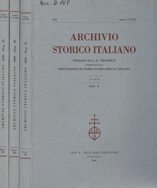 Archivio storico italiano. Fasc.II, III, IV, 2000 - copertina