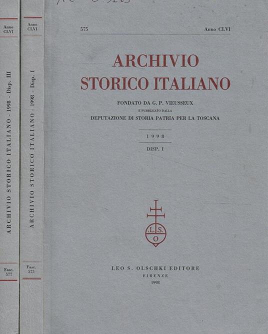 Archivio storico italiano. Fasc.I, III, 1998 - copertina