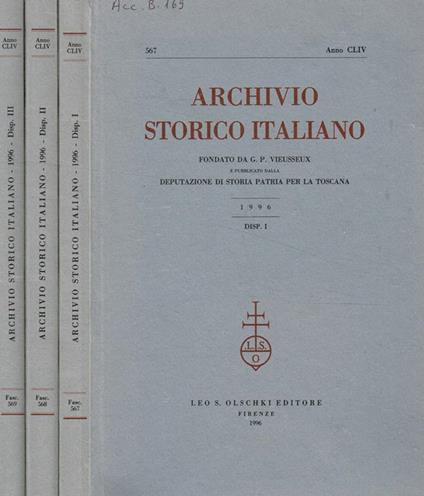 Archivio storico italiano. Fasc.I, II, III, 1996 - copertina