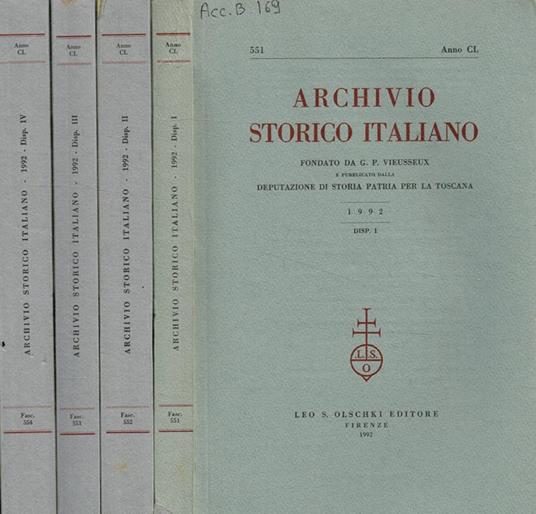 Archivio storico italiano. Anno 1992 - copertina