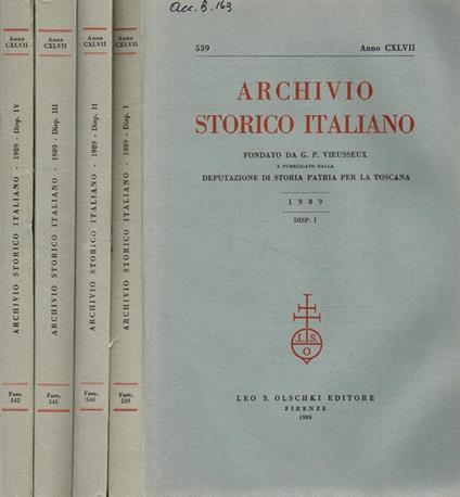 Archivio storico italiano. Anno 1989 - copertina