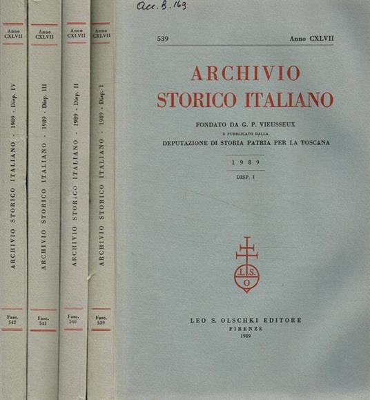 Archivio storico italiano. Anno 1989 - copertina