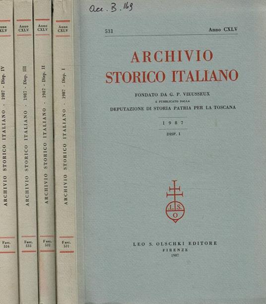 Archivio storico italiano. Anno 1987 - copertina