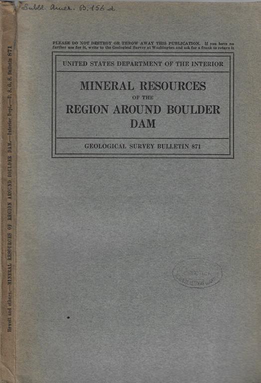 Mineral Resources of the region around boulder dam - copertina