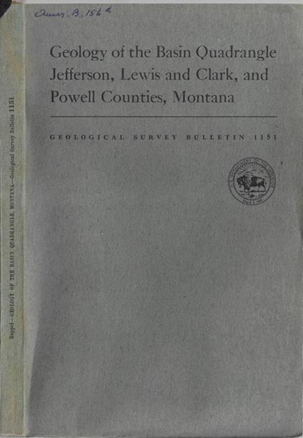 Geology of the basin Quadrangle Jefferson, Lewis and Clark, and Powell Counties, Montana - copertina
