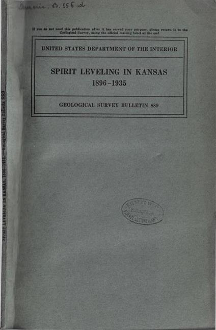 Spirit leveling in Kansas 1896-1935 - copertina