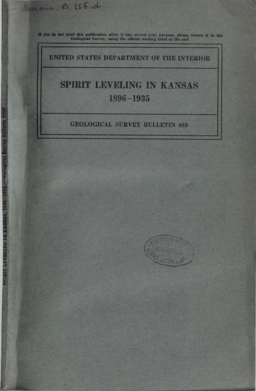 Spirit leveling in Kansas 1896-1935 - copertina
