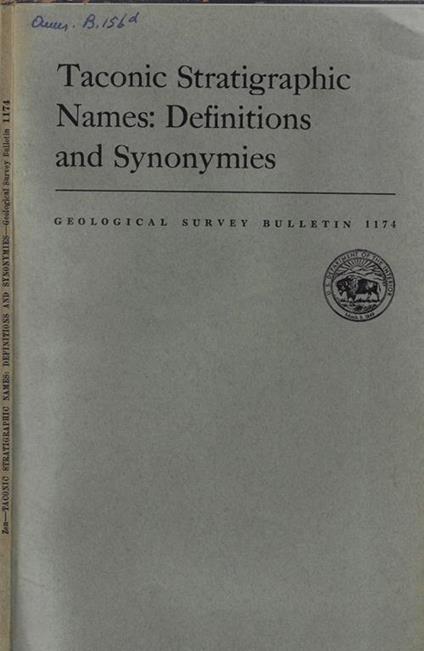 Taconic stratigraphic names: definitions and synonymies - copertina