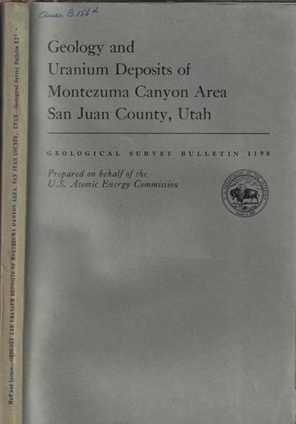 Geology and uranium deposits of Montezuma Canyon Area San Juan County, Utah - copertina