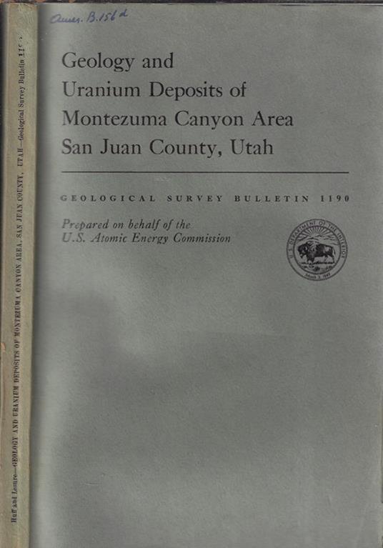 Geology and uranium deposits of Montezuma Canyon Area San Juan County, Utah - copertina