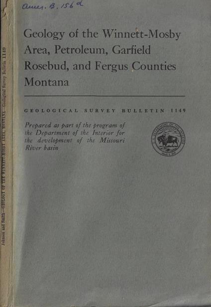 Geology of the Winnett-Mosby Area, petroleum, Garfield Rosebud, and Fergus Counties Montata - copertina
