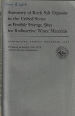 Summary of rock salt deposits in the United States as Possible Storage Sites for radioactive waste materials