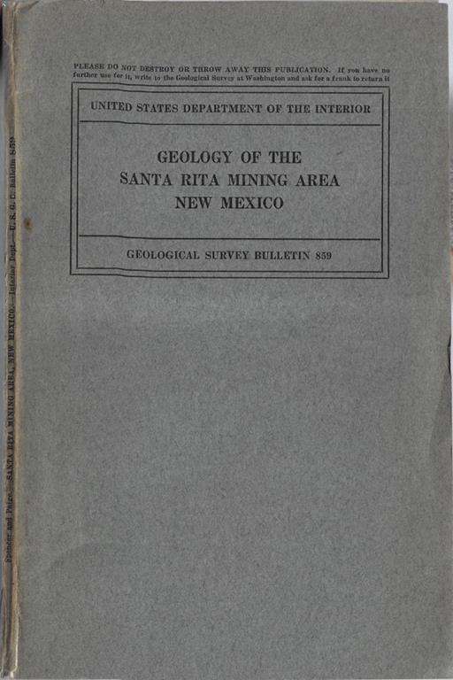 Geology of the Santa Rita mining area New Mexico - copertina