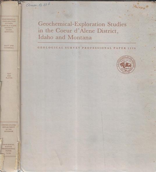 Geochemical-exploration studies in the Coeur d'Alene district, Idaho and Montana - copertina