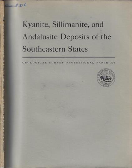 Kyanite, Sillimanite, and Andalusite Deposits of the Southeastern States - copertina