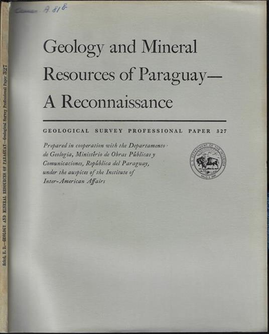 Geology and Mineral Resources of Paraguay- A Reconnaissance - copertina