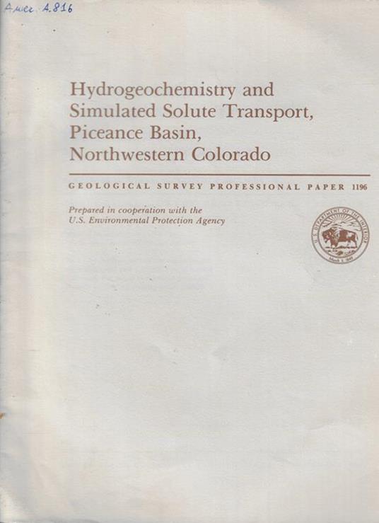 Hydrogeochemistry and Simulated Solute Tensport, Piceance Basin, Northwestern Colorado - copertina