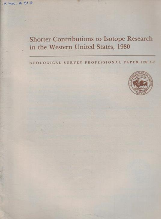 Shorter Contributions to Isotope Research in the Western United States, 1980 - copertina