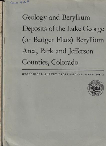 Geological Survey Professional Paper 608 A-B - copertina