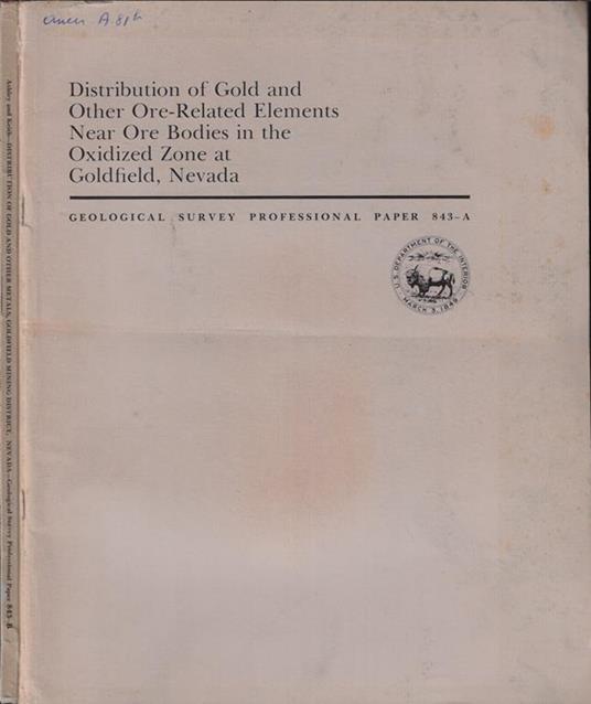 Geological Survey Professional Paper 843 A-B - copertina