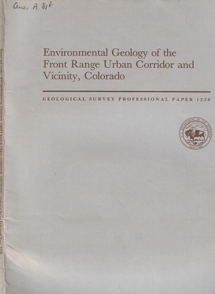 Environmental Geology of the Front Range Urban Corridor and Vicinity, Colorado - copertina