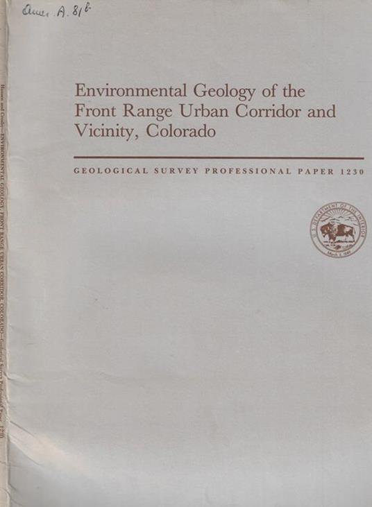 Environmental Geology of the Front Range Urban Corridor and Vicinity, Colorado - copertina