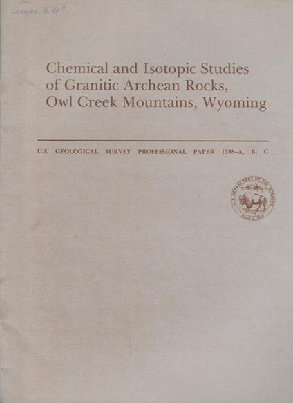 Geological Survey Professional Paper n. 1388 A-B-C - copertina