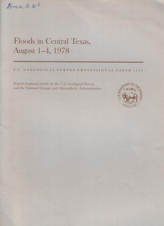 Floods in Central Texas, August 1-4, 1978 - copertina