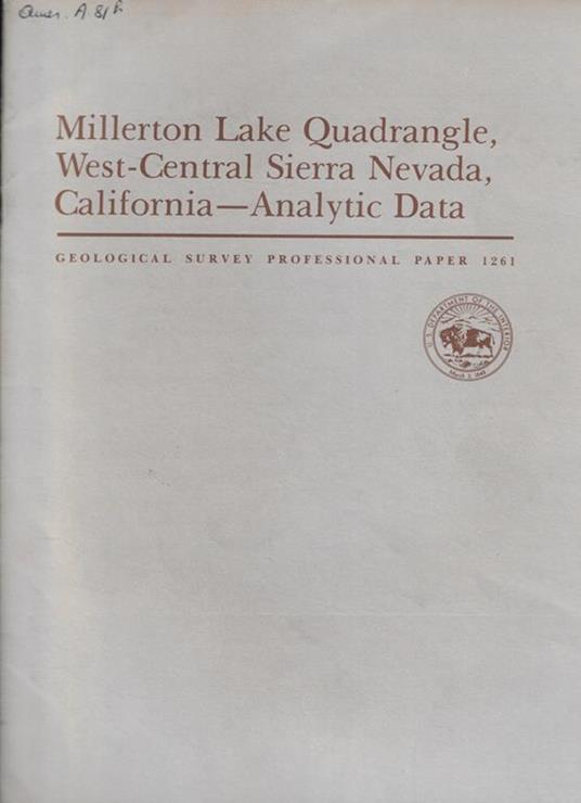 Millerton Lake Quadrangle, West-Central Sierra Nevada, California-Analytic Data - copertina
