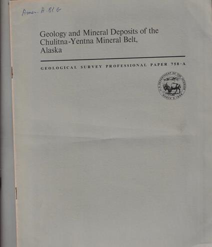 Geological Survey Professional Paper n. 758 A-B - copertina