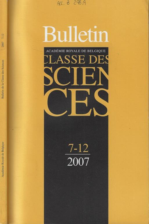 Bulletin de la Classe des Sciences Tomo XVIII n. 7-12 Anno 2007 - copertina