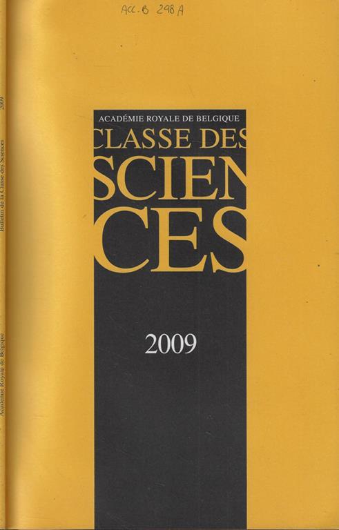 Bulletin de la Classe des Sciences Tomo XX Anno 2009 - copertina