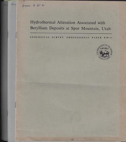 Geological Survey Professional Paper n. 818 A-B-C - copertina
