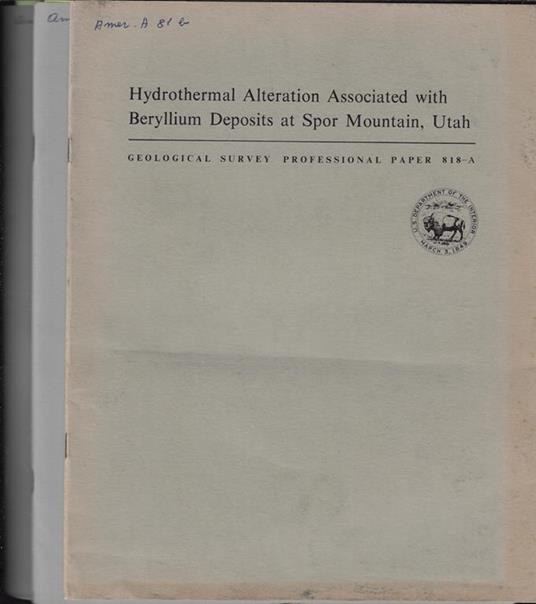 Geological Survey Professional Paper n. 818 A-B-C - copertina
