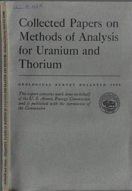 Collected papers on methods fo analysis for uranium and thorium - copertina