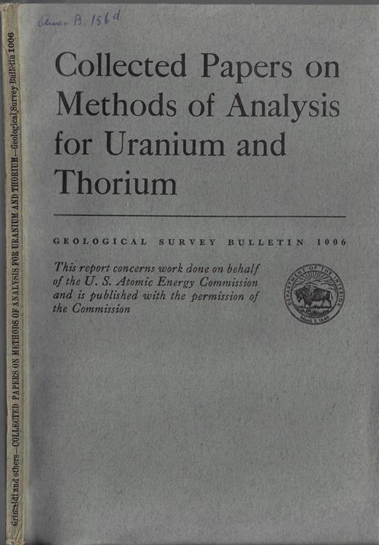 Collected papers on methods fo analysis for uranium and thorium - copertina