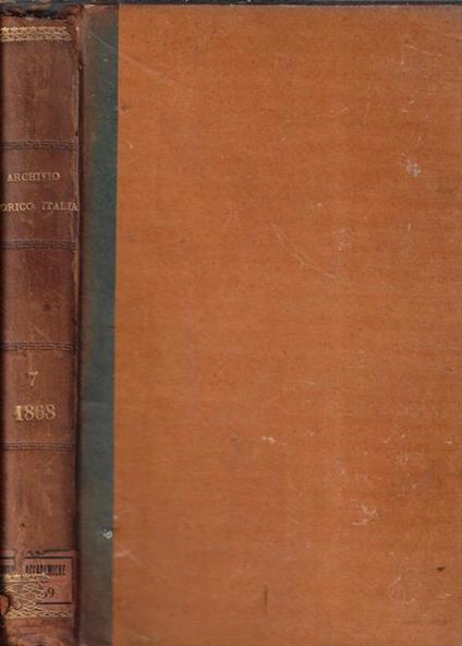 Archivio storico italiano quinta serie III tomo VII anno 1868 - copertina