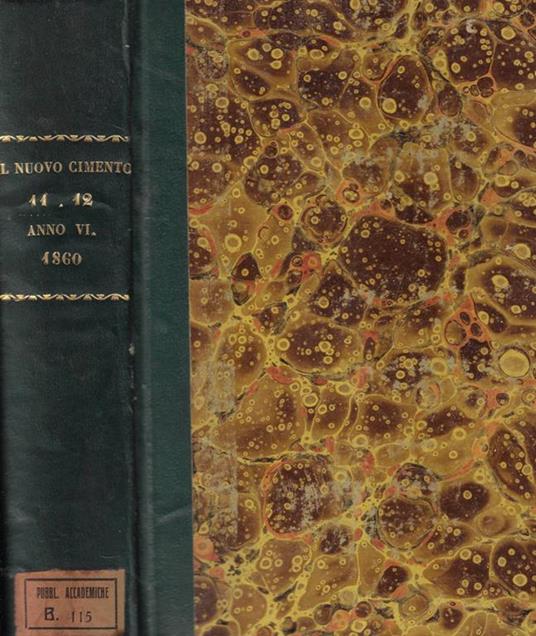 Il nuovo cimento anno VI 1860 Tomo XI, XII - copertina
