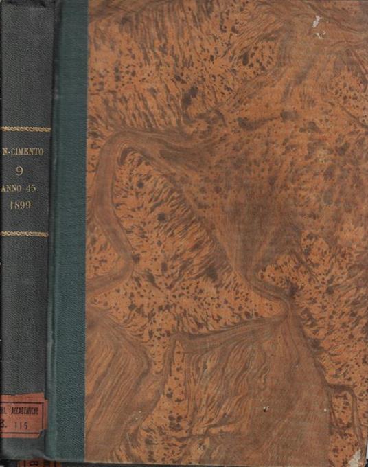 Il nuovo cimento anno 1899 serie IV Tomo IX Libro Usato Tipografia