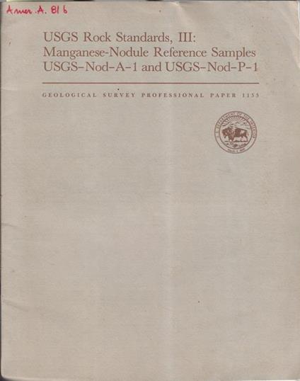 USGS rock standards, III: manganese-nodule reference samples USGS-Nod-A-1 and USGS-Nod-P-1 - copertina