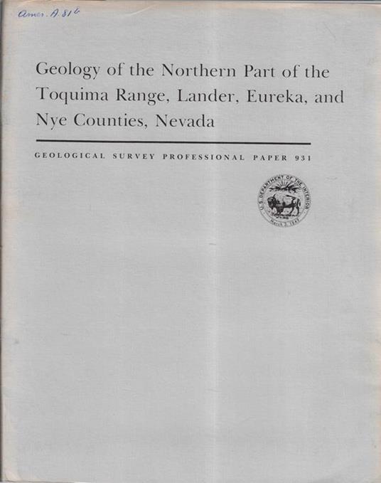 Geology of the northern part of the Toquima Range, Lander, Eureka, and Nye counties, Nevada - copertina