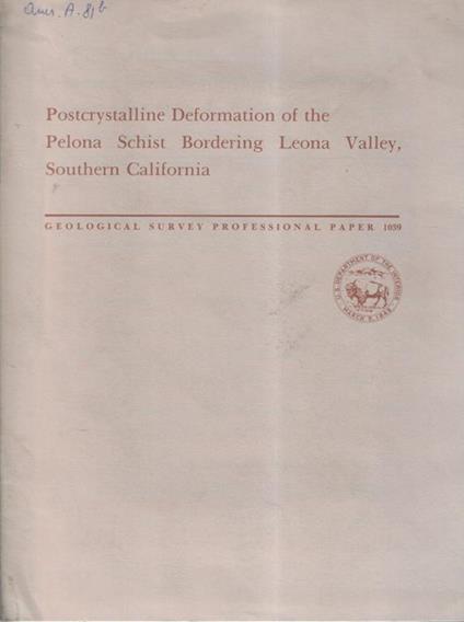 Postcrystalline deformation of the Pelona Schist bordering Leona Valley, Southern California - copertina