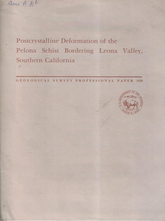 Postcrystalline deformation of the Pelona Schist bordering Leona Valley, Southern California - copertina