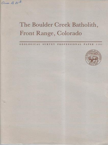 The boulder creek batholith, front range, Colorado - copertina