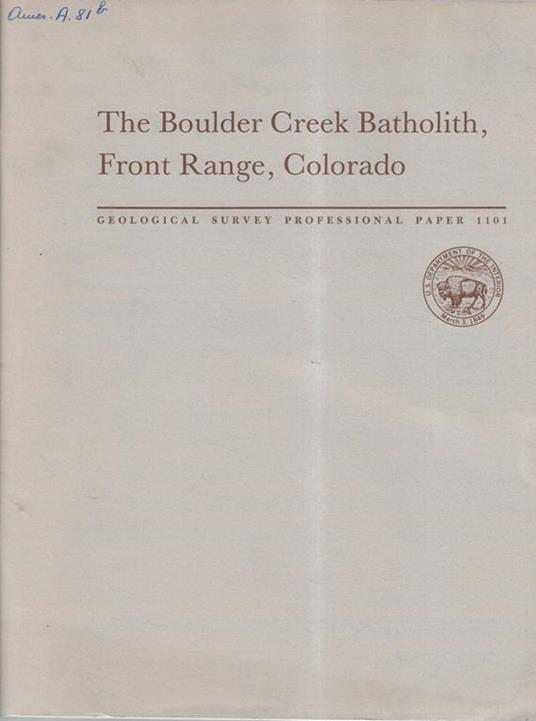 The boulder creek batholith, front range, Colorado - copertina
