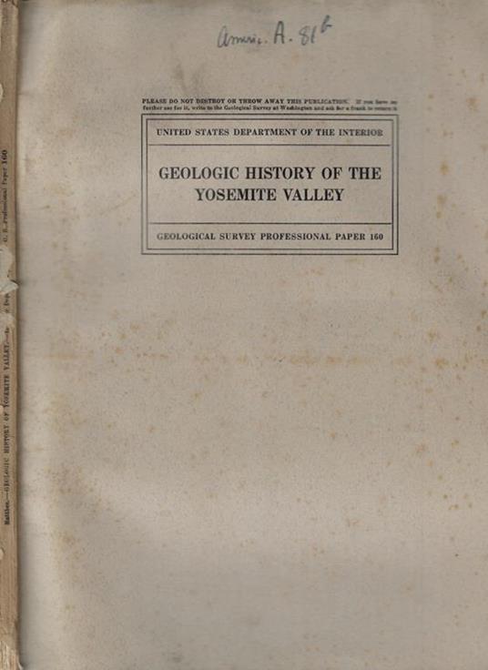 Geologic history of the Yosemite Valley - copertina