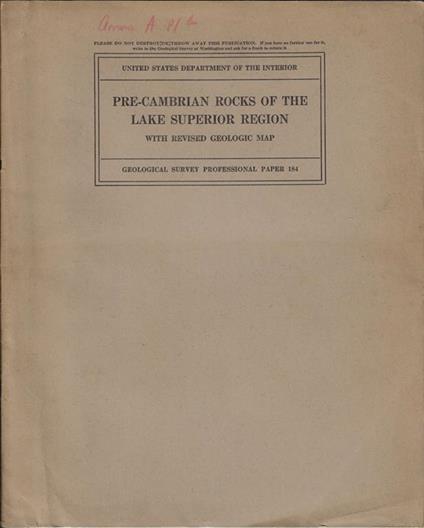Pre-cambrian rocks of the Lake Superior Region - copertina